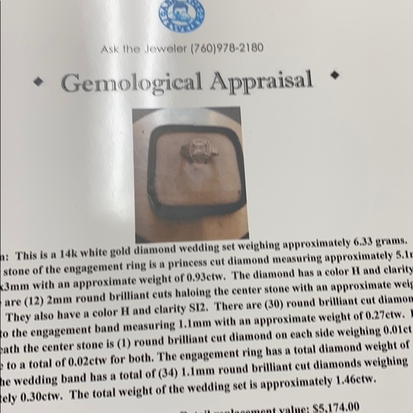 14K white gold diamonds bridal set - Picture 8 of 8